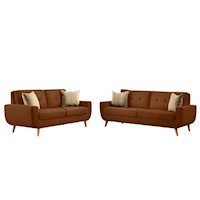 Juego de Sala Vintage 3 2 Modelo Mango marron